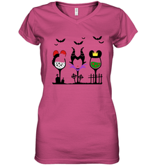 Disney Villains Cruella de Vil Maleficent Evil Queen wine Halloween Shirt Women's Vneck - NFLFanGift