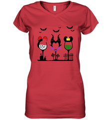 Disney Villains Cruella de Vil Maleficent Evil Queen wine Halloween Shirt Women's Vneck - NFLFanGift