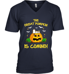 The Great Pumpkin Is Coming Snoopy Halloween Men's Vneck - NFLFanGift