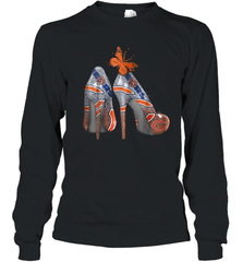NFL Chicago Bears High Heel Butterfly Rhinestone Tide Youth Long Sleeve T-Shirt - NFLFanGift