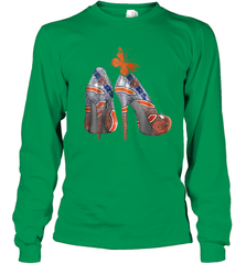 NFL Chicago Bears High Heel Butterfly Rhinestone Tide Youth Long Sleeve T-Shirt - NFLFanGift