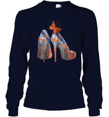 NFL Chicago Bears High Heel Butterfly Rhinestone Tide Youth Long Sleeve T-Shirt - NFLFanGift