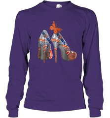NFL Chicago Bears High Heel Butterfly Rhinestone Tide Youth Long Sleeve T-Shirt - NFLFanGift