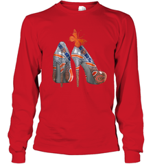 NFL Chicago Bears High Heel Butterfly Rhinestone Tide Youth Long Sleeve T-Shirt - NFLFanGift