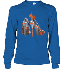 NFL Chicago Bears High Heel Butterfly Rhinestone Tide Youth Long Sleeve T-Shirt - NFLFanGift