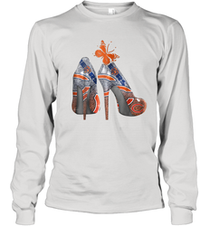 NFL Chicago Bears High Heel Butterfly Rhinestone Tide Youth Long Sleeve T-Shirt - NFLFanGift