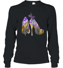 NFL Minnesota Vikings High Heel Butterfly Rhinestone Tide Youth Long Sleeve T-Shirt - NFLFanGift