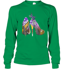 NFL Minnesota Vikings High Heel Butterfly Rhinestone Tide Youth Long Sleeve T-Shirt - NFLFanGift