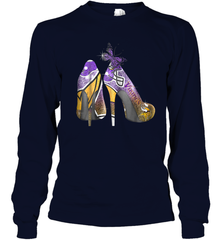 NFL Minnesota Vikings High Heel Butterfly Rhinestone Tide Youth Long Sleeve T-Shirt - NFLFanGift