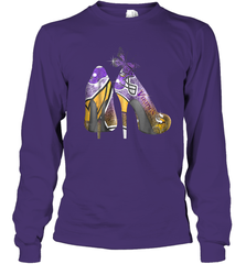 NFL Minnesota Vikings High Heel Butterfly Rhinestone Tide Youth Long Sleeve T-Shirt - NFLFanGift