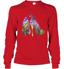NFL Minnesota Vikings High Heel Butterfly Rhinestone Tide Youth Long Sleeve T-Shirt - NFLFanGift