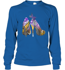 NFL Minnesota Vikings High Heel Butterfly Rhinestone Tide Youth Long Sleeve T-Shirt - NFLFanGift