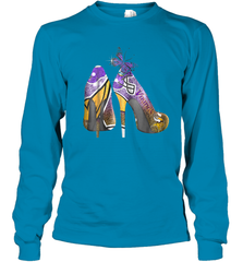 NFL Minnesota Vikings High Heel Butterfly Rhinestone Tide Youth Long Sleeve T-Shirt - NFLFanGift