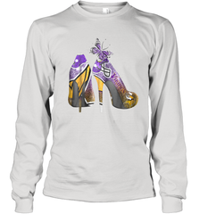 NFL Minnesota Vikings High Heel Butterfly Rhinestone Tide Youth Long Sleeve T-Shirt - NFLFanGift