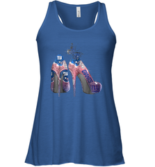 NFL New York Giants High Heel Butterfly Rhinestone Tide Racerback Tank - NFLFanGift