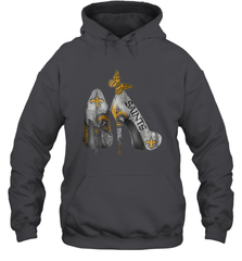 NFL New Orleans Saints High Heel Butterfly Rhinestone Tide Hoodie - NFLFanGift