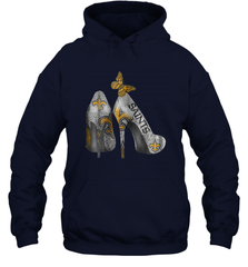 NFL New Orleans Saints High Heel Butterfly Rhinestone Tide Hoodie - NFLFanGift