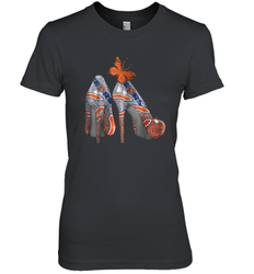 NFL Chicago Bears High Heel Butterfly Rhinestone Tide Women's The Boyfriend Tee - NFLFanGift