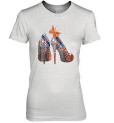 NFL Chicago Bears High Heel Butterfly Rhinestone Tide Women's The Boyfriend Tee - NFLFanGift