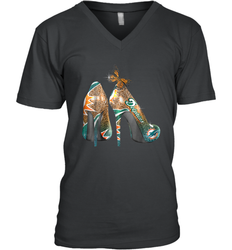 NFL Miami Dolphins High Heel Butterfly Rhinestone Tide Men's Vneck - NFLFanGift
