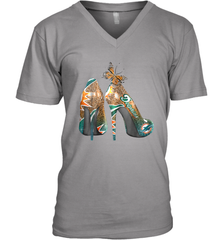 NFL Miami Dolphins High Heel Butterfly Rhinestone Tide Men's Vneck - NFLFanGift