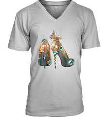 NFL Miami Dolphins High Heel Butterfly Rhinestone Tide Men's Vneck - NFLFanGift