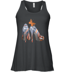NFL Denver Broncos High Heel Butterfly Rhinestone Tide Racerback Tank - NFLFanGift