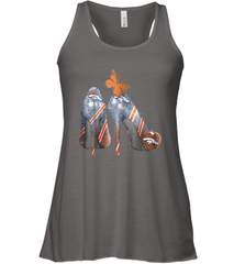 NFL Denver Broncos High Heel Butterfly Rhinestone Tide Racerback Tank - NFLFanGift