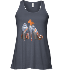NFL Denver Broncos High Heel Butterfly Rhinestone Tide Racerback Tank - NFLFanGift