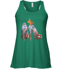 NFL Denver Broncos High Heel Butterfly Rhinestone Tide Racerback Tank - NFLFanGift