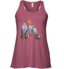 NFL Denver Broncos High Heel Butterfly Rhinestone Tide Racerback Tank - NFLFanGift