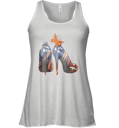 NFL Denver Broncos High Heel Butterfly Rhinestone Tide Racerback Tank - NFLFanGift