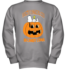 Don't Bother Me In Candy Coma Funny Snoopy Pumpkin Halloween Youth Sweatshirt - NFLFanGift