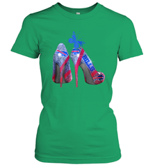 NFL Buffalo Bill Rhinestone High Heels Butterfly Rhinestone Tide Women's T-Shirt - NFLFanGift