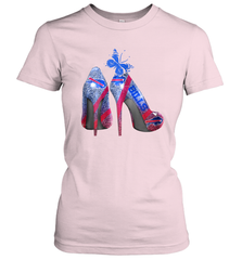 NFL Buffalo Bill Rhinestone High Heels Butterfly Rhinestone Tide Women's T-Shirt - NFLFanGift