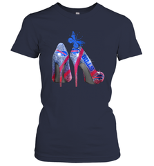 NFL Buffalo Bill Rhinestone High Heels Butterfly Rhinestone Tide Women's T-Shirt - NFLFanGift