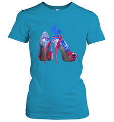 NFL Buffalo Bill Rhinestone High Heels Butterfly Rhinestone Tide Women's T-Shirt - NFLFanGift