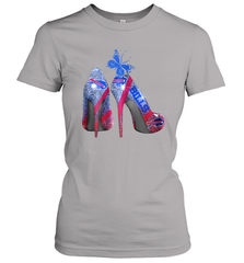 NFL Buffalo Bill Rhinestone High Heels Butterfly Rhinestone Tide Women's T-Shirt - NFLFanGift