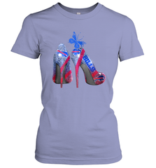 NFL Buffalo Bill Rhinestone High Heels Butterfly Rhinestone Tide Women's T-Shirt - NFLFanGift