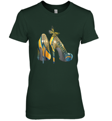 NFL Los Angeles Chargers High Heel Butterfly Rhinestone Women's The Boyfriend Tee - NFLFanGift