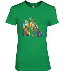 NFL Los Angeles Chargers High Heel Butterfly Rhinestone Women's The Boyfriend Tee - NFLFanGift