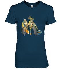 NFL Los Angeles Chargers High Heel Butterfly Rhinestone Women's The Boyfriend Tee - NFLFanGift